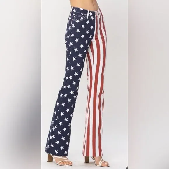 High Waist American Flag Print Flare - Picture 3 of 7